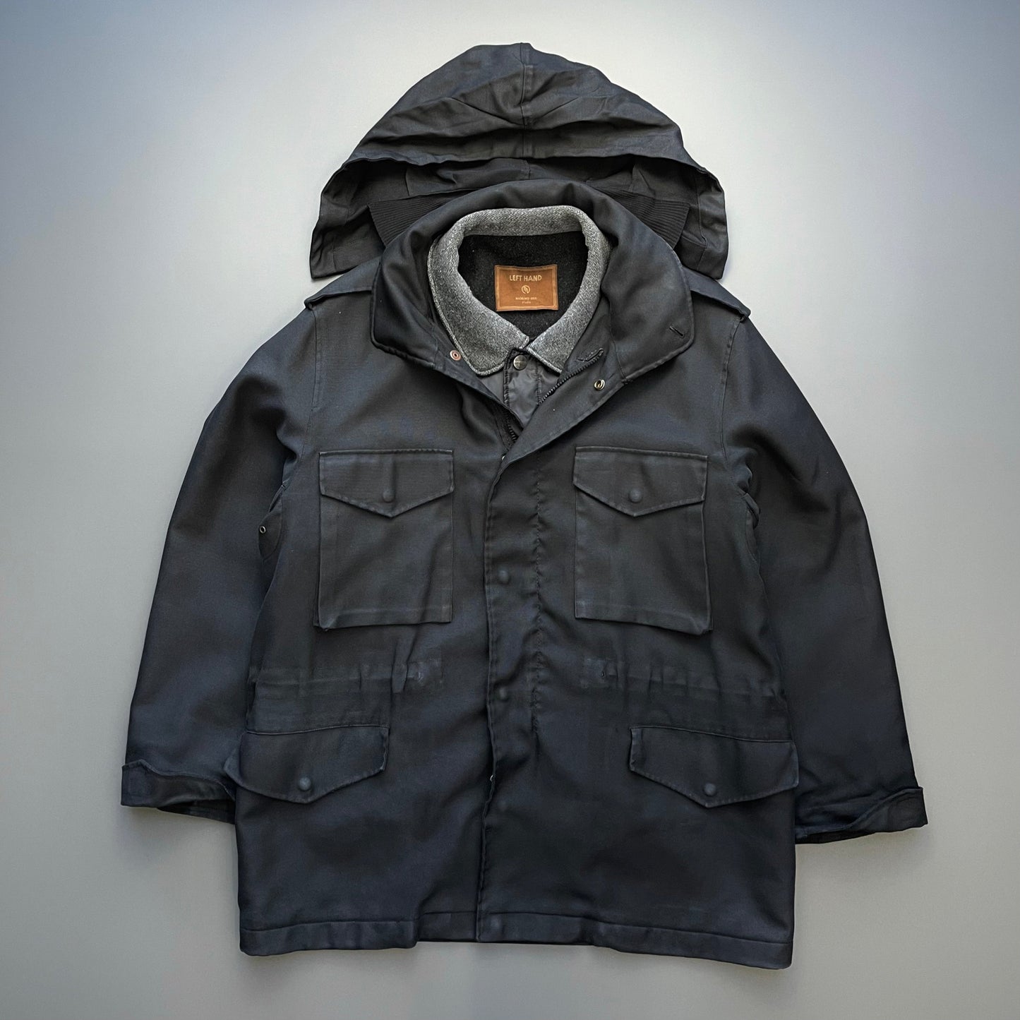 Left Hand Massimo Osti Studio Black 90s Liner Military Field Jacket | Large, Black