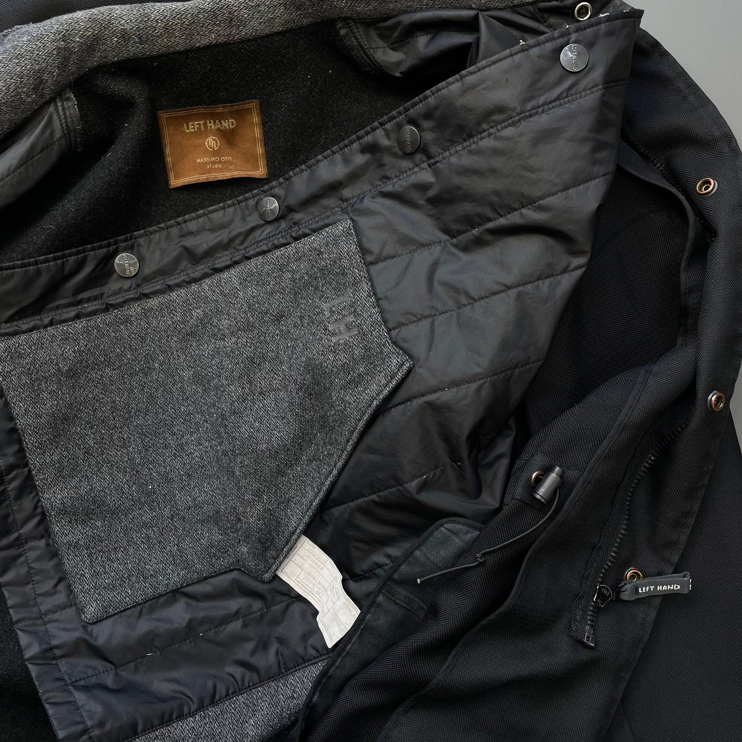 Left Hand Massimo Osti Studio Black 90s Liner Military Field Jacket | Large, Black
