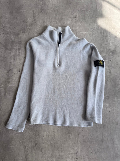 A/W 2004 Stone Island Blue Quater Zip Knit Fleece