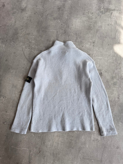 A/W 2004 Stone Island Blue Quater Zip Knit Fleece