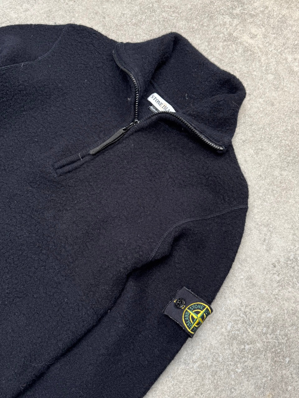 A/W 2000 Stone Island Navy Quarter Zip Wool Sweater