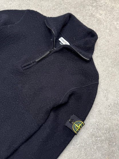 A/W 2000 Stone Island Navy Quarter Zip Wool Sweater