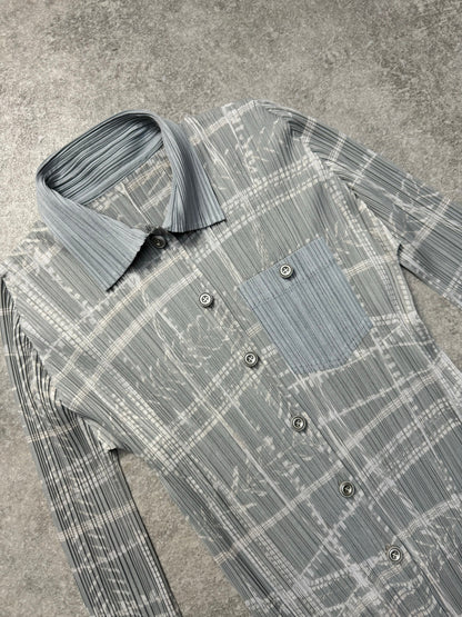 Issey Miyake Pleated Please Printed Pattern Button Down Pleated Shirt