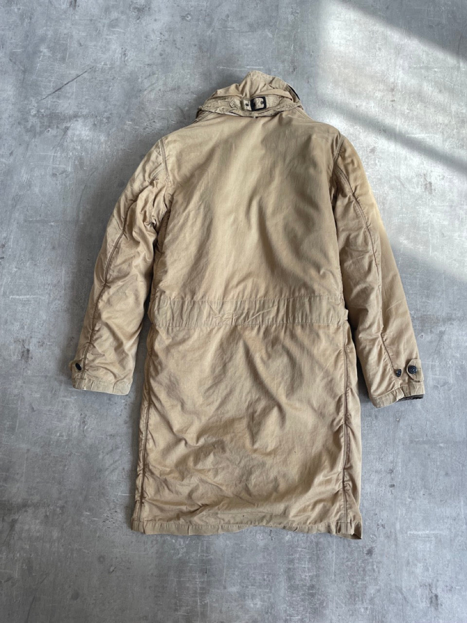 A/W2005 Stone Island Beige Raso Gommato Coat with Dutch Rope Liner
