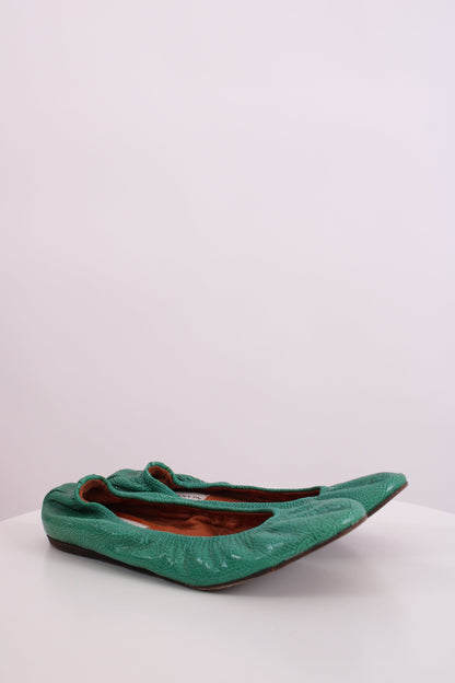 Lanvin Patent Ballet Shoes Green 38 | O/S, Green