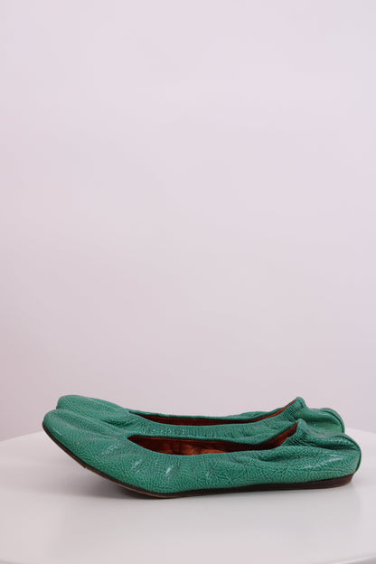 Lanvin Patent Ballet Shoes Green 38 | O/S, Green