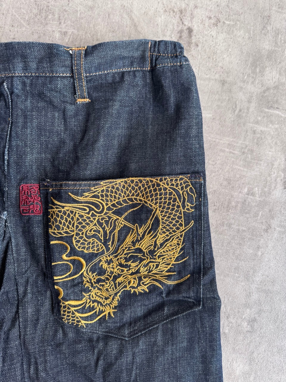 Japanese Embroidery Dark Wash Jorts