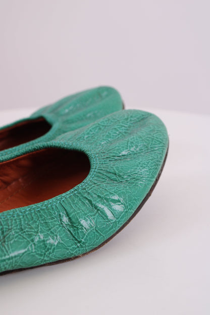 Lanvin Patent Ballet Shoes Green 38 | O/S, Green