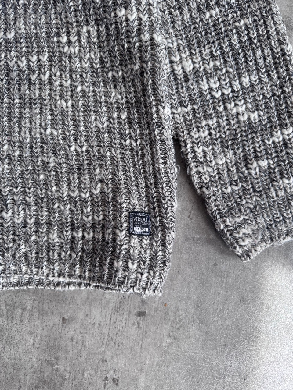 Versace Grey Mixed Tone Knit Sweater