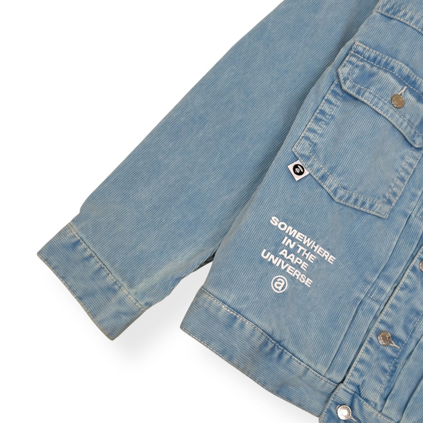 A BATHING APE MOONFACE LOGO HOODED DENIM JACKET INDIGO BLUE  L | Large, Blue