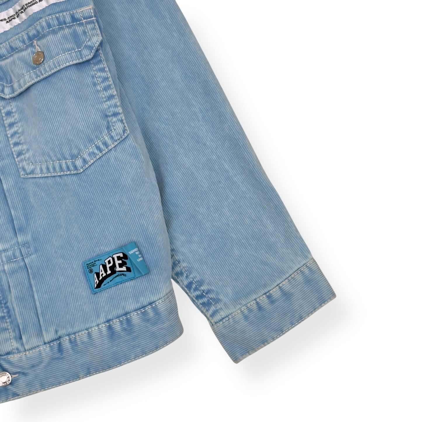 A BATHING APE MOONFACE LOGO HOODED DENIM JACKET INDIGO BLUE  L | Large, Blue