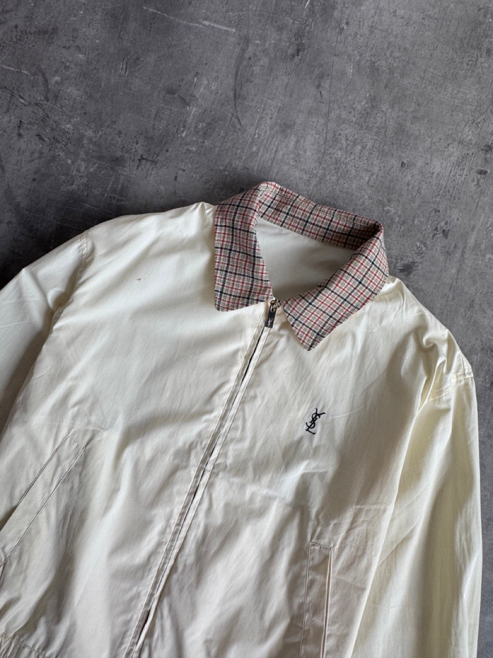 YSL Yellow Check Collar Harrington Jacket