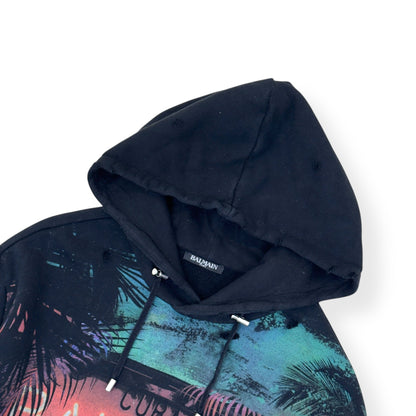 BALMAIN ‘CUBA’ COTTON HOODIE BLACK /  MULTICOLOURED M | Medium, Black
