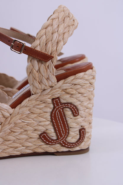 Jimmy Choo Rope Heel Wedges Tan 37.5 | O/S, Tan
