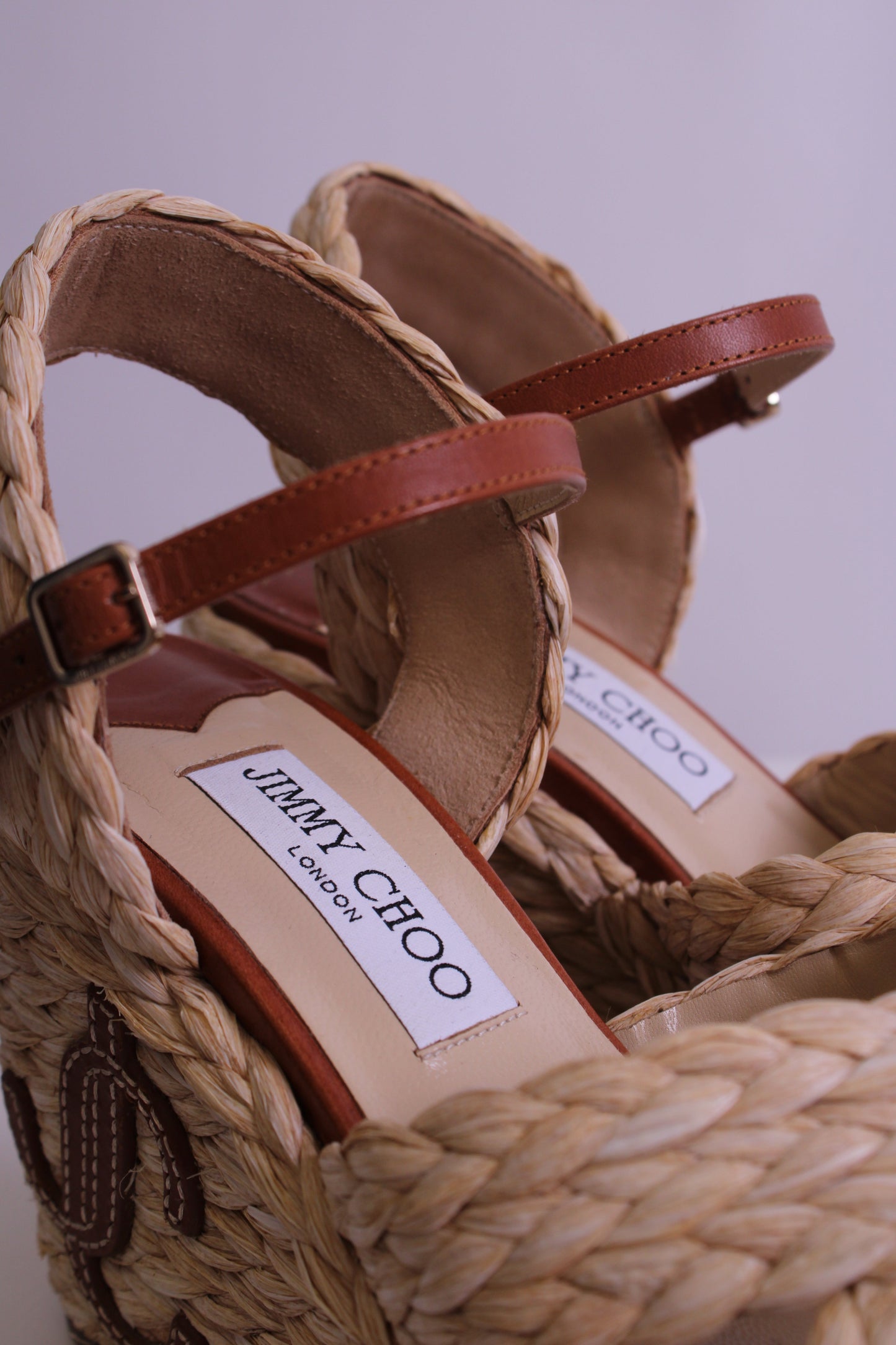 Jimmy Choo Rope Heel Wedges Tan 37.5 | O/S, Tan