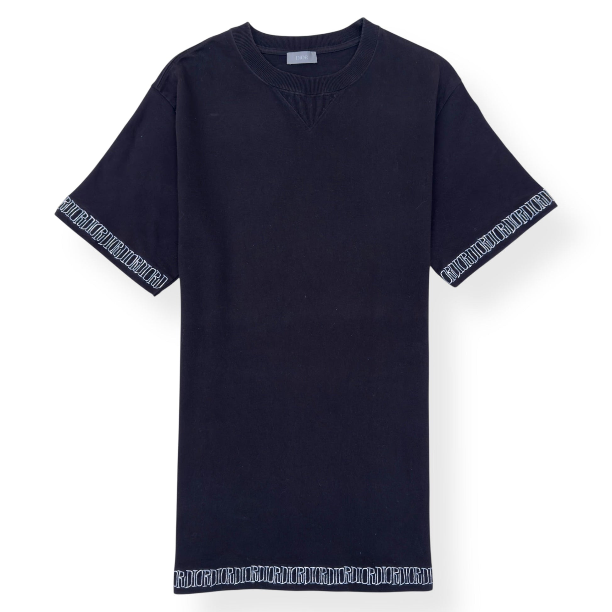 Dior Logo Embroidered Cotton T-Shirt Black - Pre-Loved | Wylist
