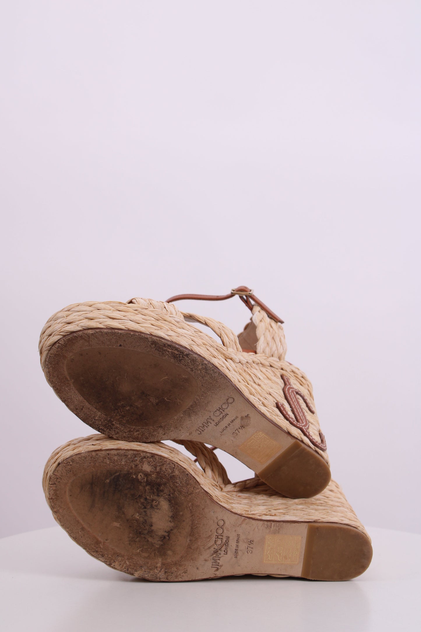 Jimmy Choo Rope Heel Wedges Tan 37.5 | O/S, Tan