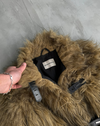 EMPORIO ARMANI 2000'S FAUX FUR FLOOR-LENGTH COAT - S | Small, Black