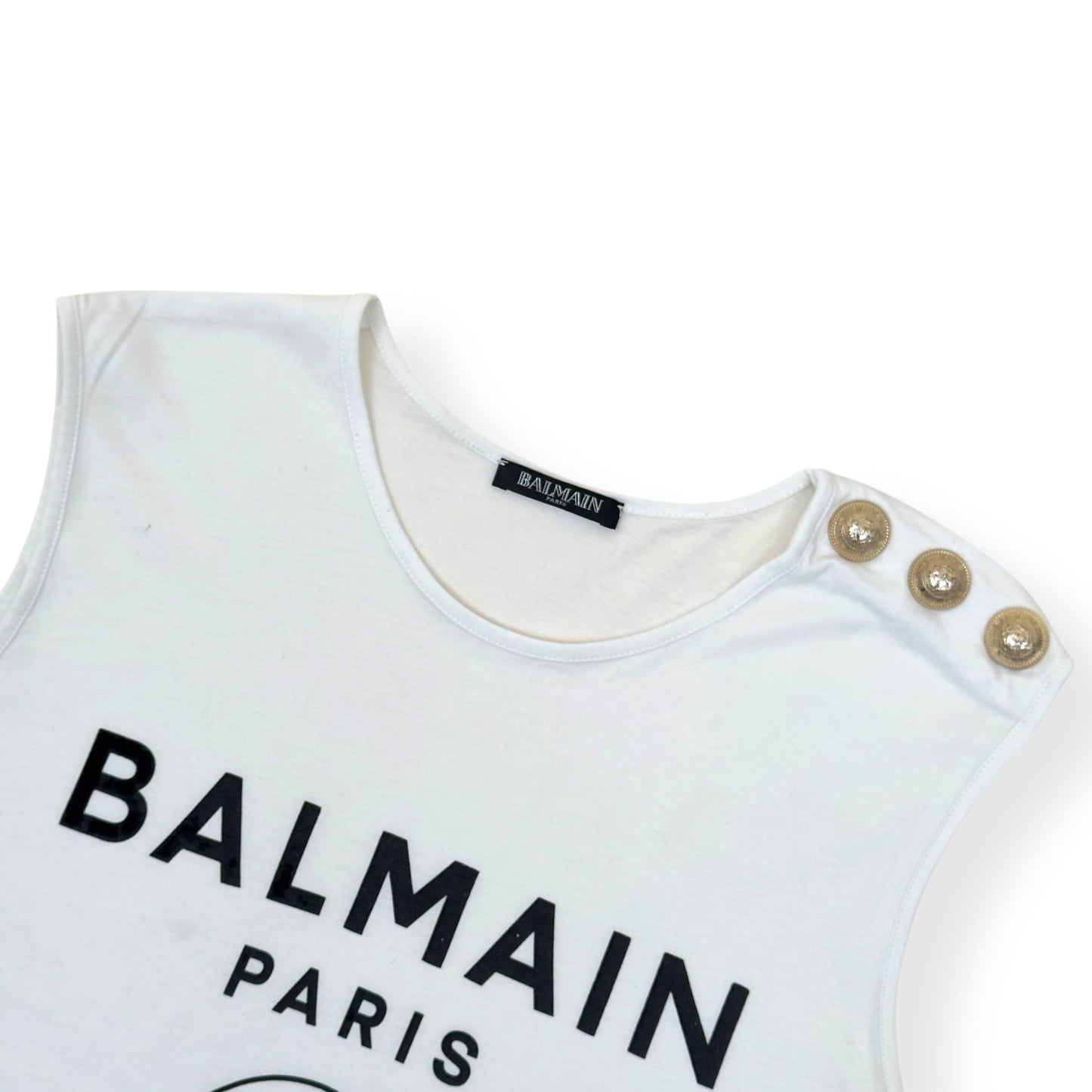 BALMAIN PARIS COTTON TANK TOP WHITE 34 / XS | XS, Tan