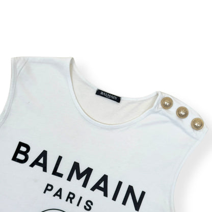 BALMAIN PARIS COTTON TANK TOP WHITE 34 / XS | XS, Tan