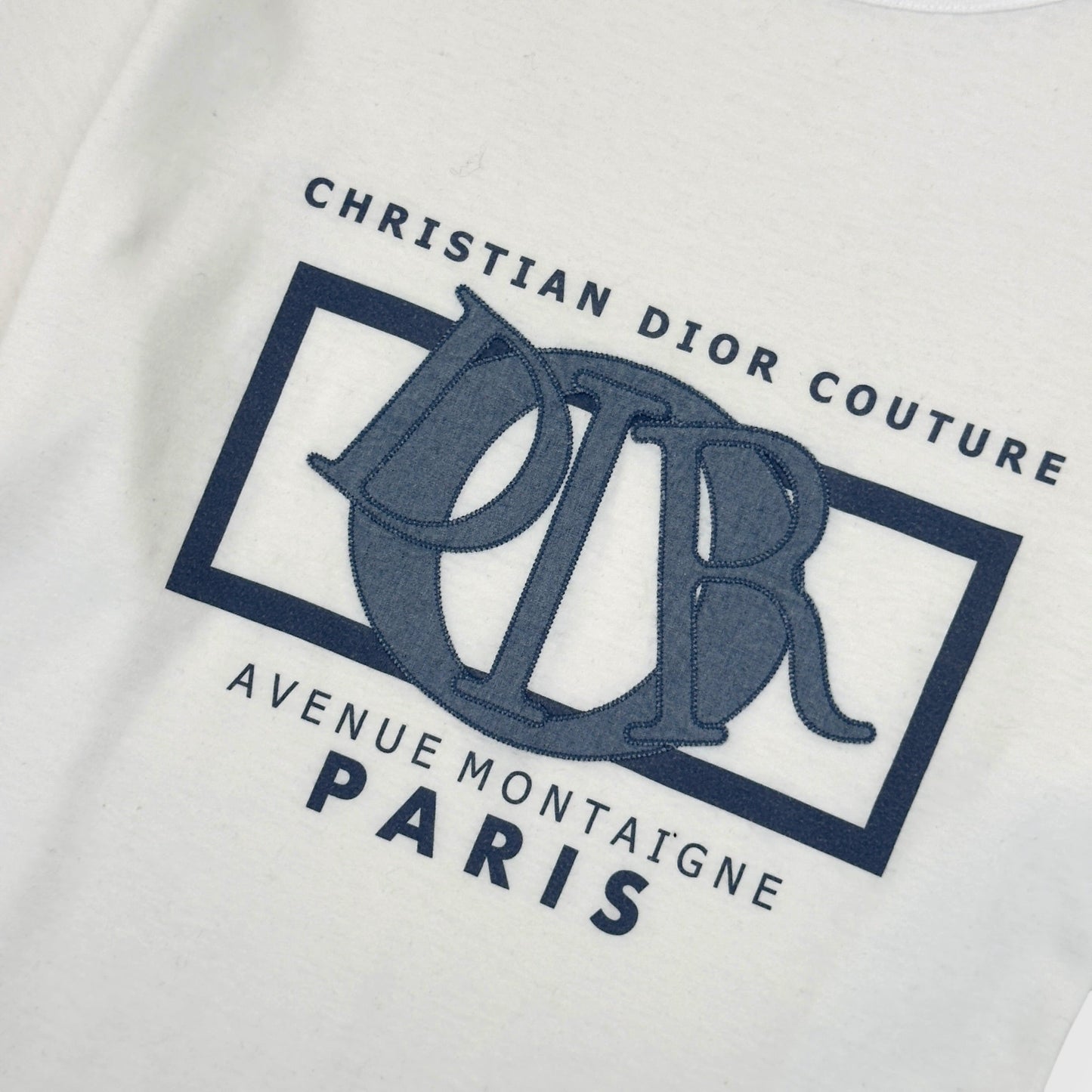 DIOR GRAPHIC PRINT COTTON T-SHIRT WHITE / BLUE L | Large, Blue