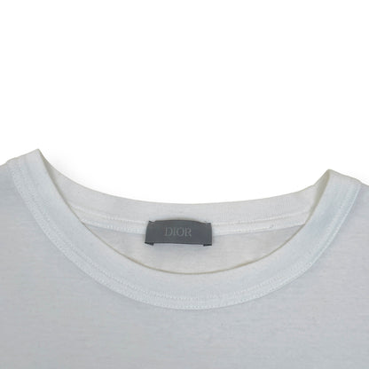 DIOR GRAPHIC PRINT COTTON T-SHIRT WHITE / BLUE L | Large, Blue