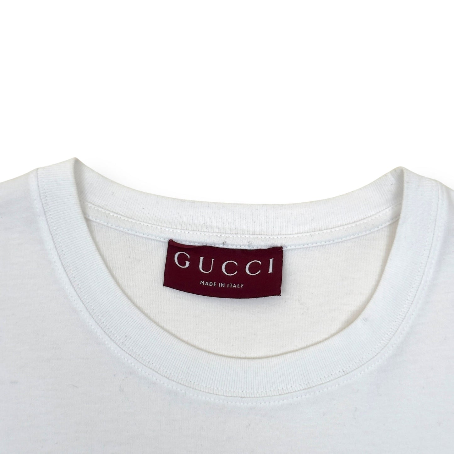 GUCCI EMBROIDERED LOGO COTTON T-SHIRT WHITE XL | XL, Red