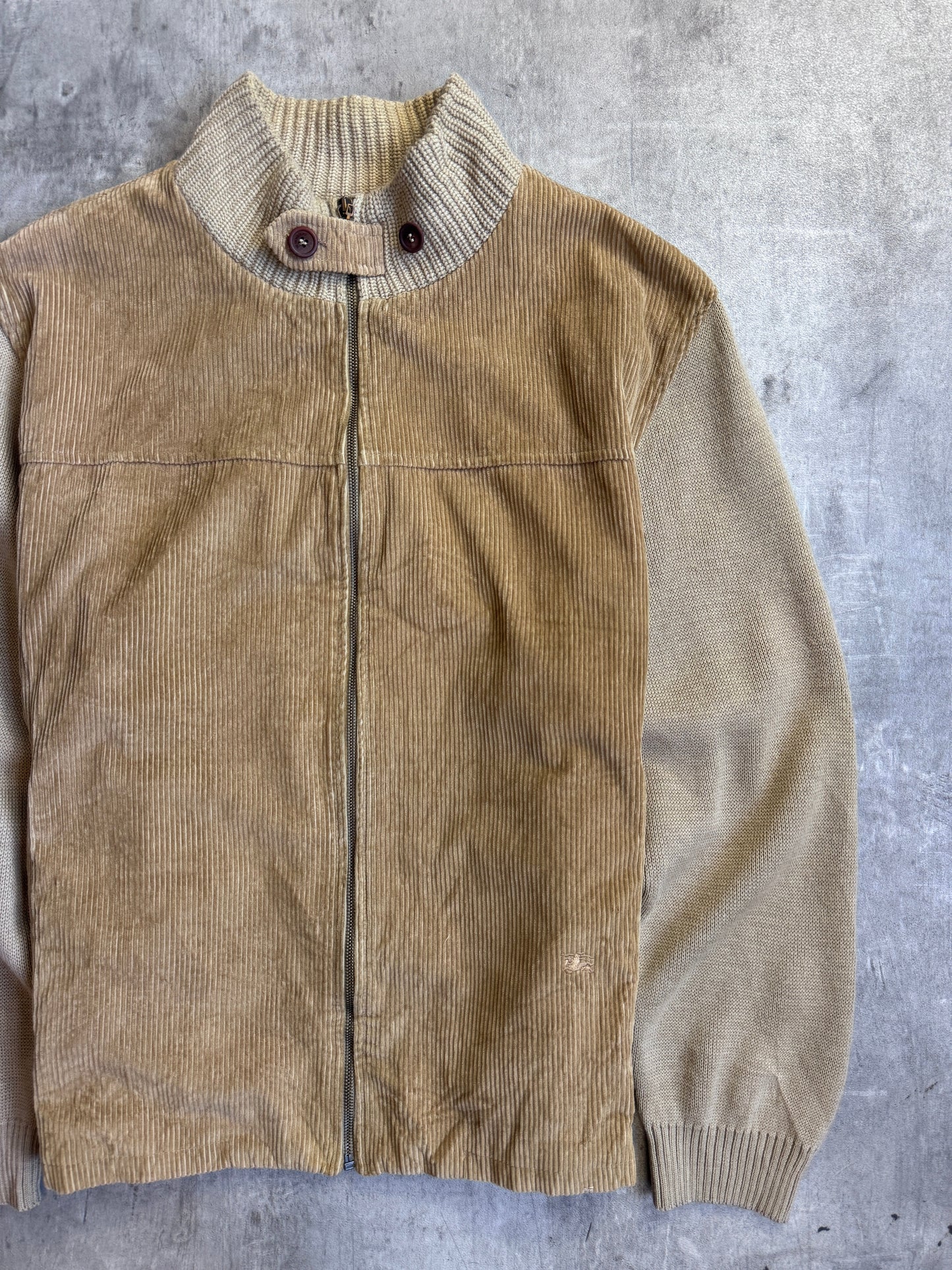 2000's Burberry Cord Front Rib Trim Cardigan