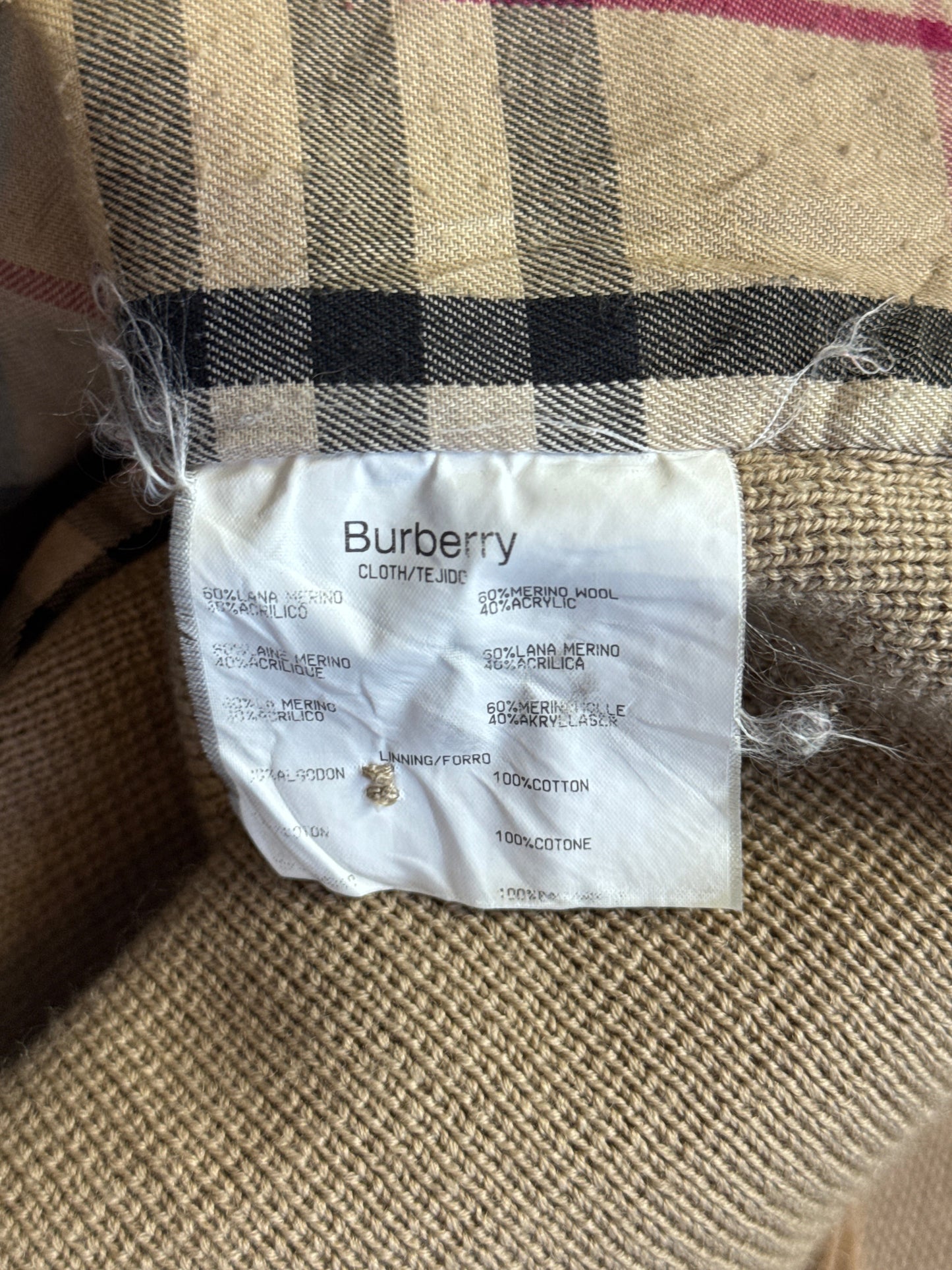 2000's Burberry Cord Front Rib Trim Cardigan