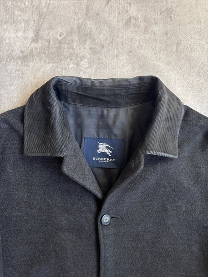 Burberry Grey Lana Wool Cord Collar Button Chore Jacket