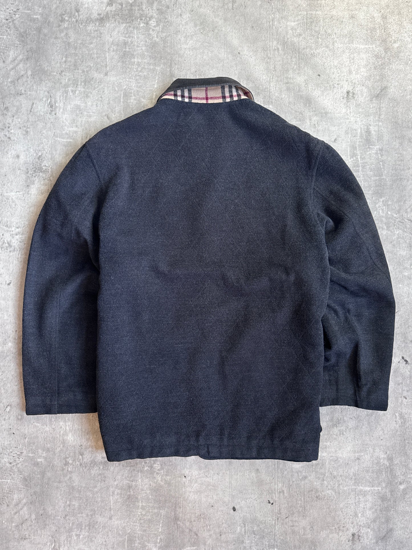 Burberry Grey Lana Wool Cord Collar Button Chore Jacket