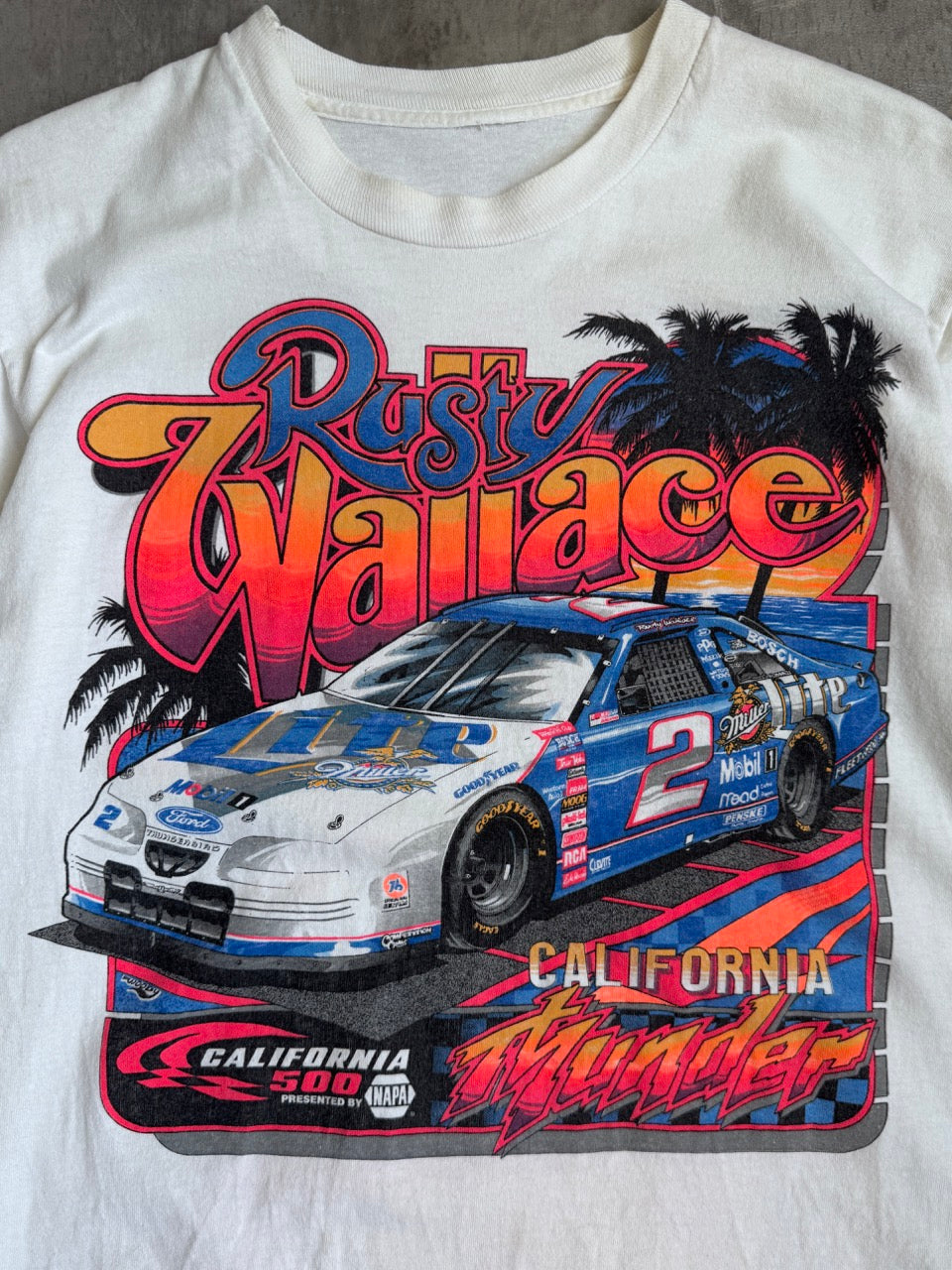 1997 Rusty Wallace Single Stitch Graphic Tee | Medium, White