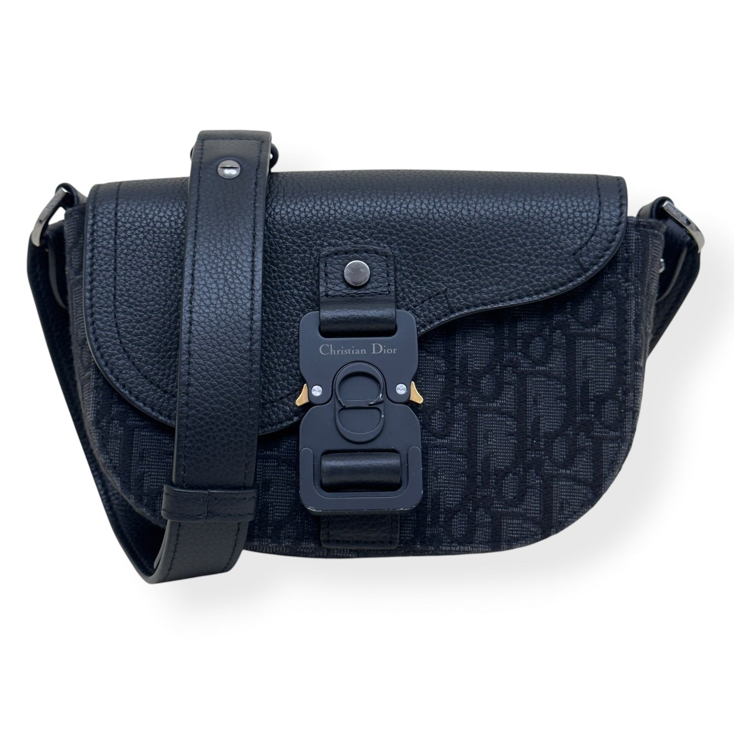 DIOR SADDLE OBLIQUE JACQUARD MESSENGER BAG BLACK MINI | O/S, Black