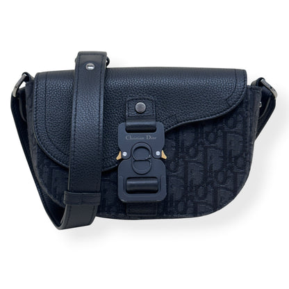 DIOR SADDLE OBLIQUE JACQUARD MESSENGER BAG BLACK MINI | O/S, Black