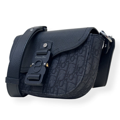 DIOR SADDLE OBLIQUE JACQUARD MESSENGER BAG BLACK MINI | O/S, Black
