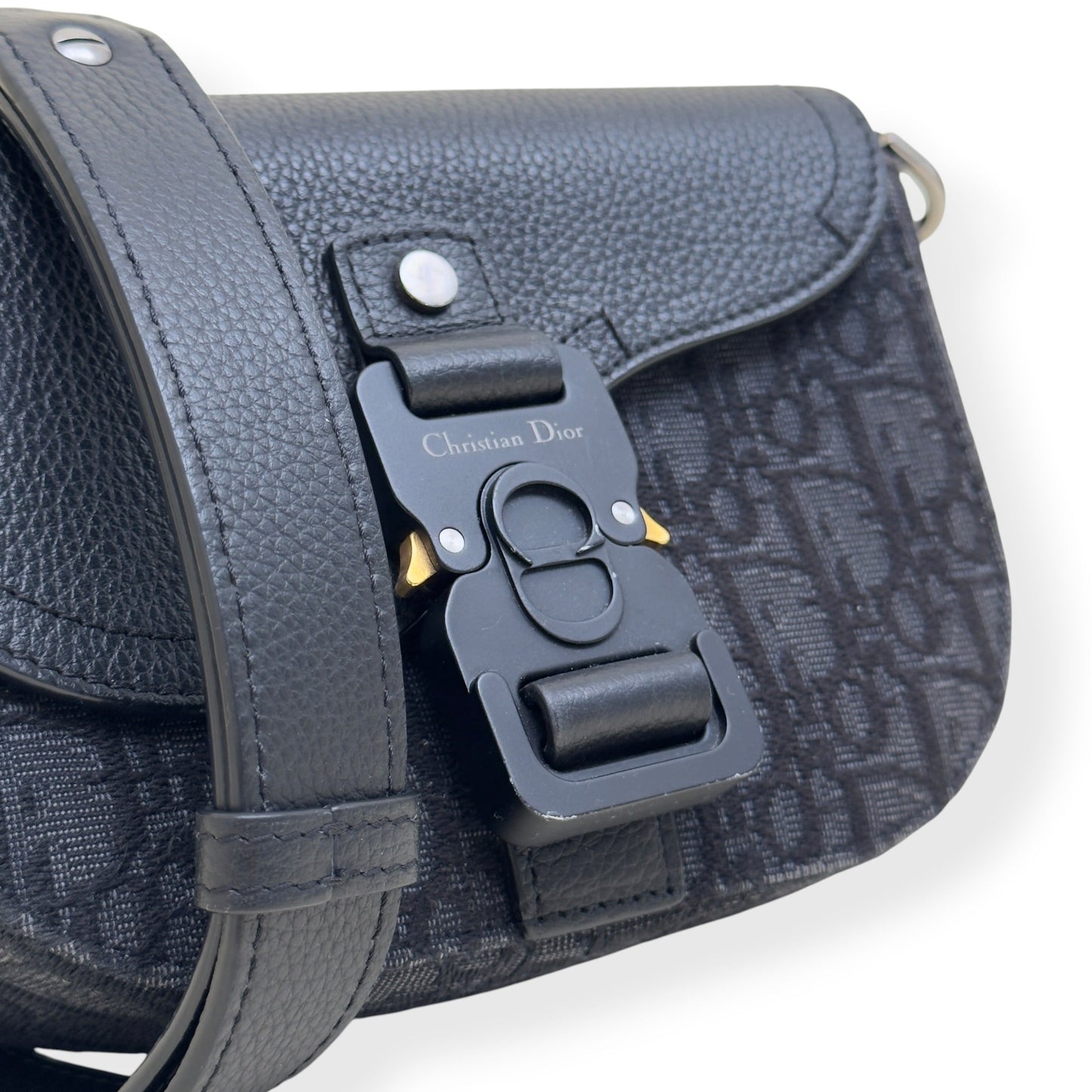 DIOR SADDLE OBLIQUE JACQUARD MESSENGER BAG BLACK MINI | O/S, Black