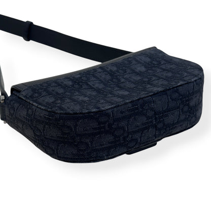 DIOR SADDLE OBLIQUE JACQUARD MESSENGER BAG BLACK MINI | O/S, Black