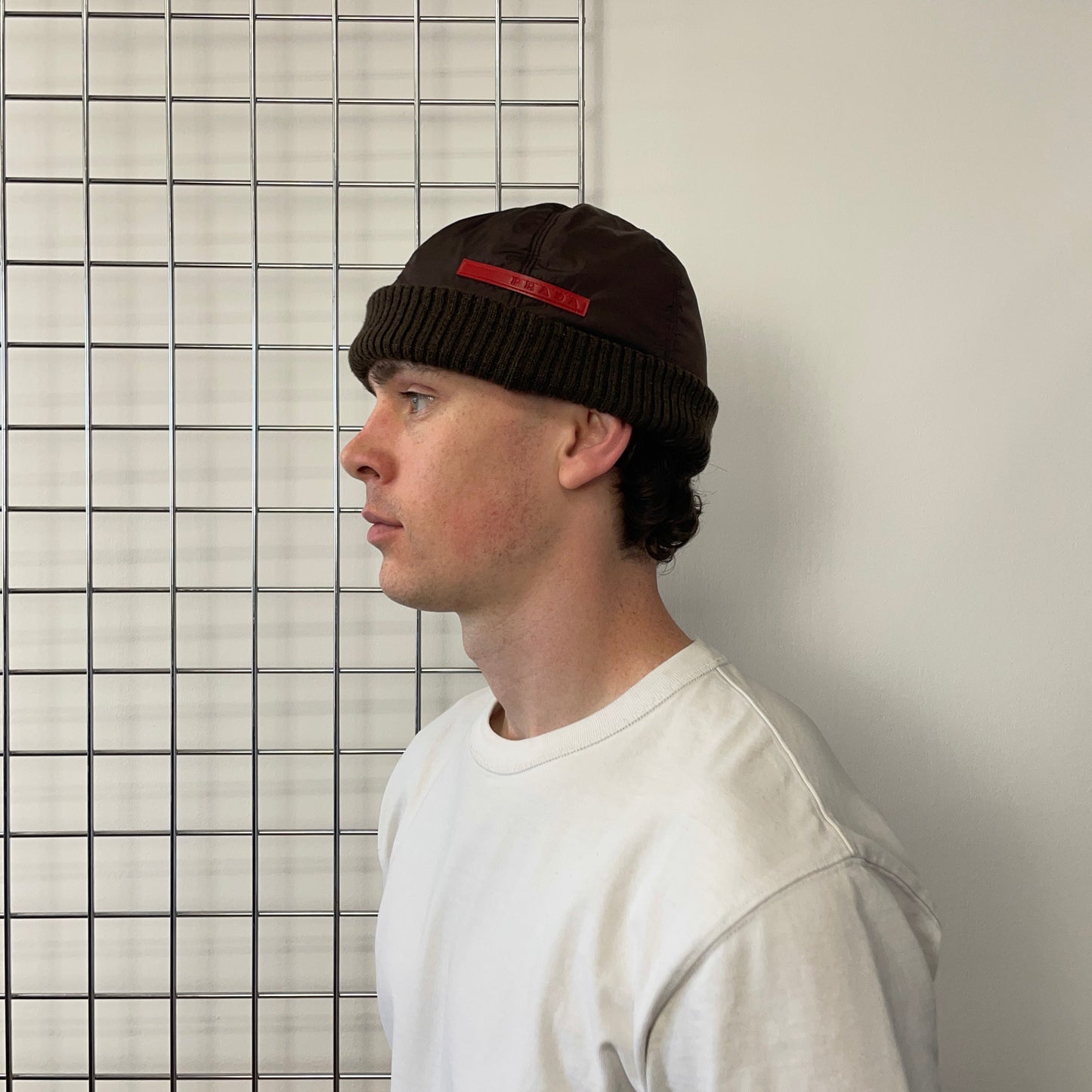 Prada Sport Burgundy & Khaki 00s Nylon & Wool Technical Beanie | O/S, Burgundy