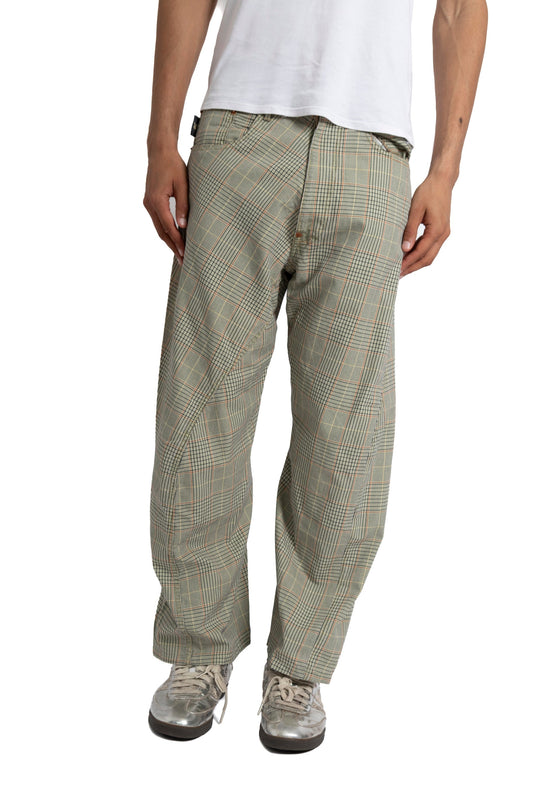 00s Yen Jeans Checked Panel Trousers