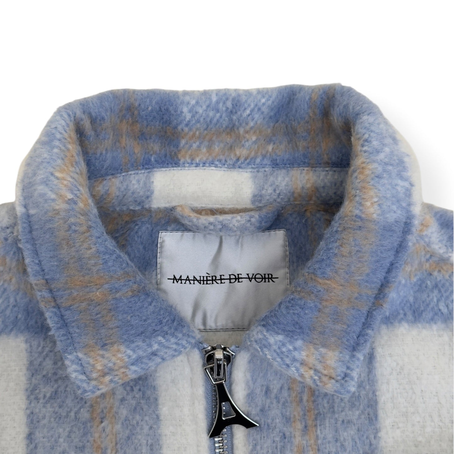 MANIERE DE VOIR CHECK WOOL BLEND JACKET BLUE / GREY M | Medium, Blue