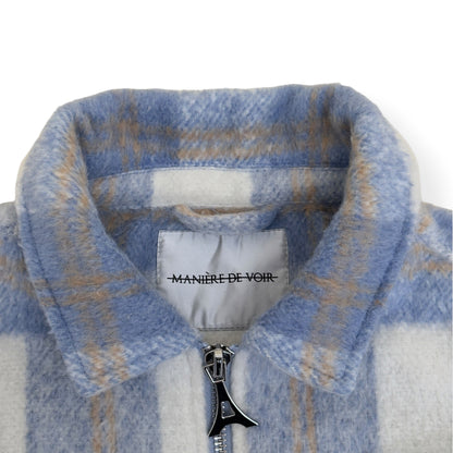 MANIERE DE VOIR CHECK WOOL BLEND JACKET BLUE / GREY M | Medium, Blue