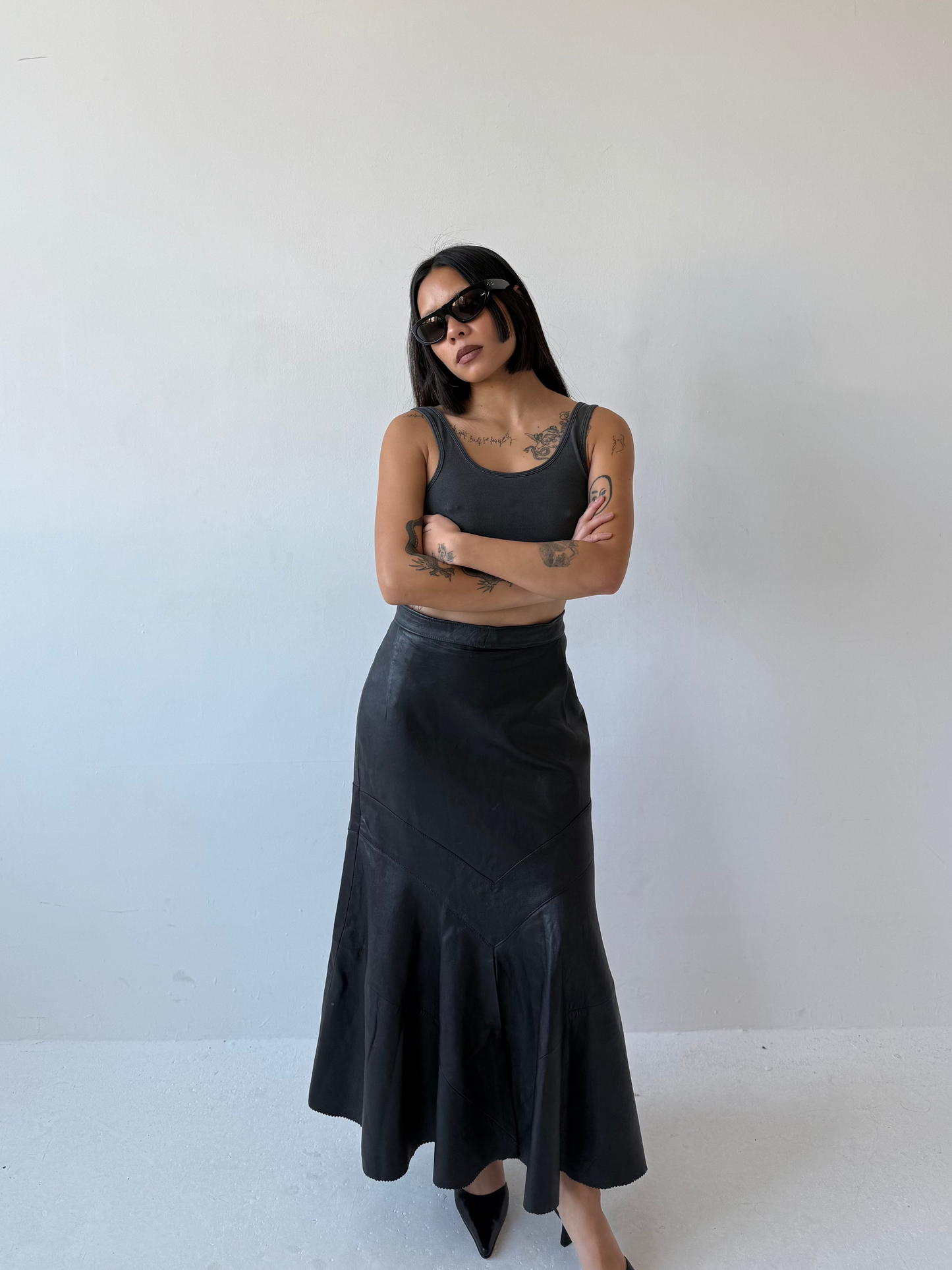 LEATHER FISHTAIL SKIRT | Default Title, Black