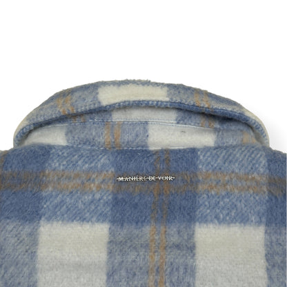 MANIERE DE VOIR CHECK WOOL BLEND JACKET BLUE / GREY M | Medium, Blue