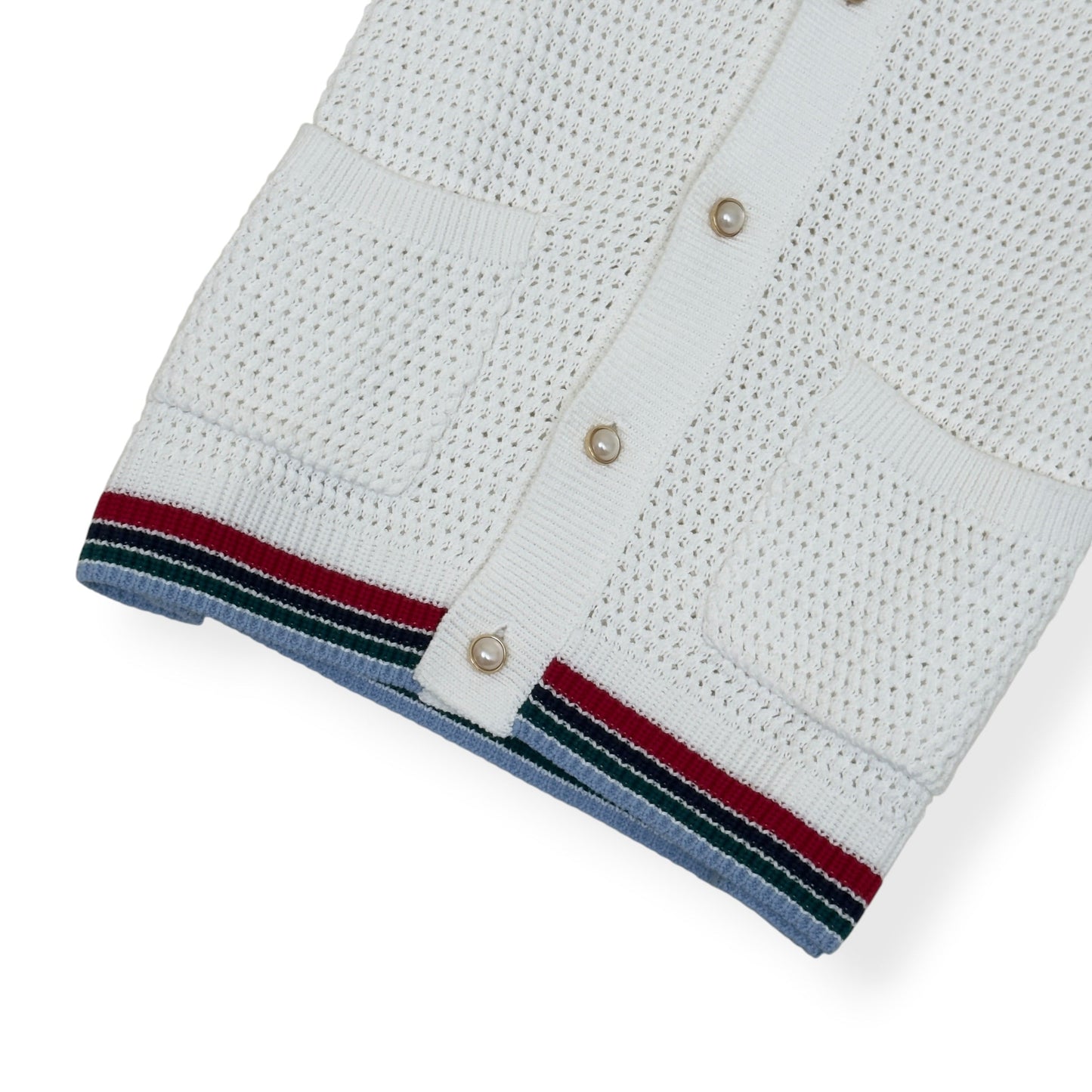 CASABLANCA CROCHET KNIT POLO SHIRT WHITE M | Medium, White
