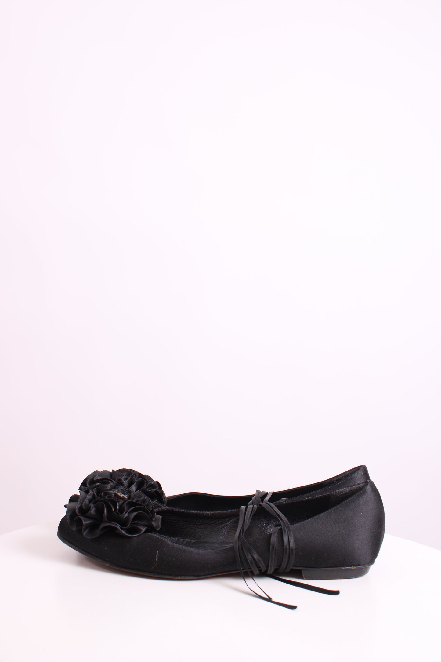 Chanel CC Ruffle Camellia Ballet Flats Black 38 | O/S, Black