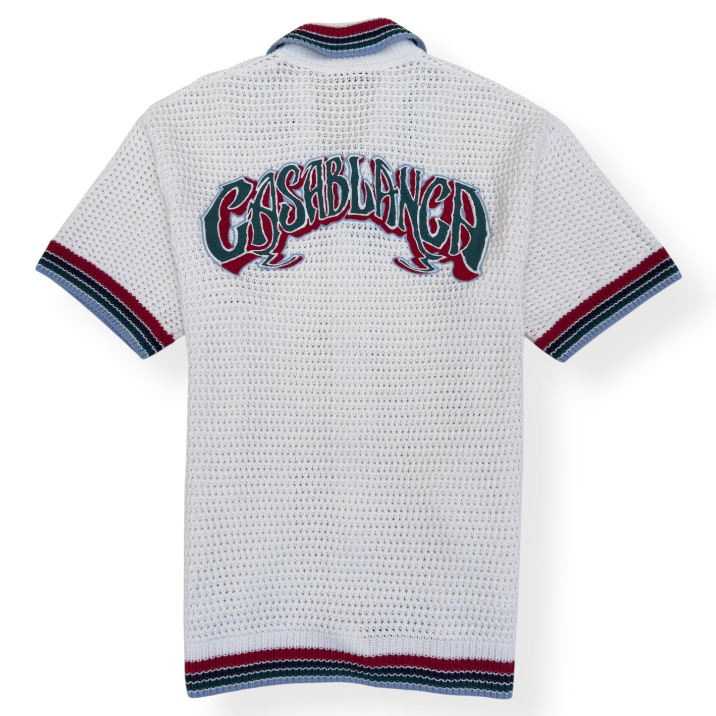 CASABLANCA CROCHET KNIT POLO SHIRT WHITE M | Medium, White