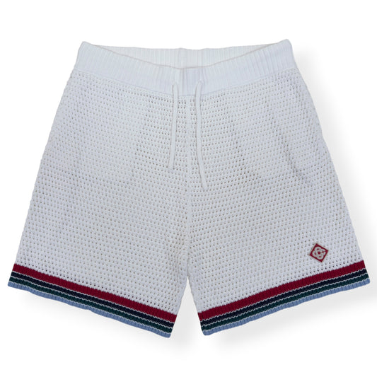 CASABLANCA CROCHET KNIT SHORTS WHITE L | Large, White