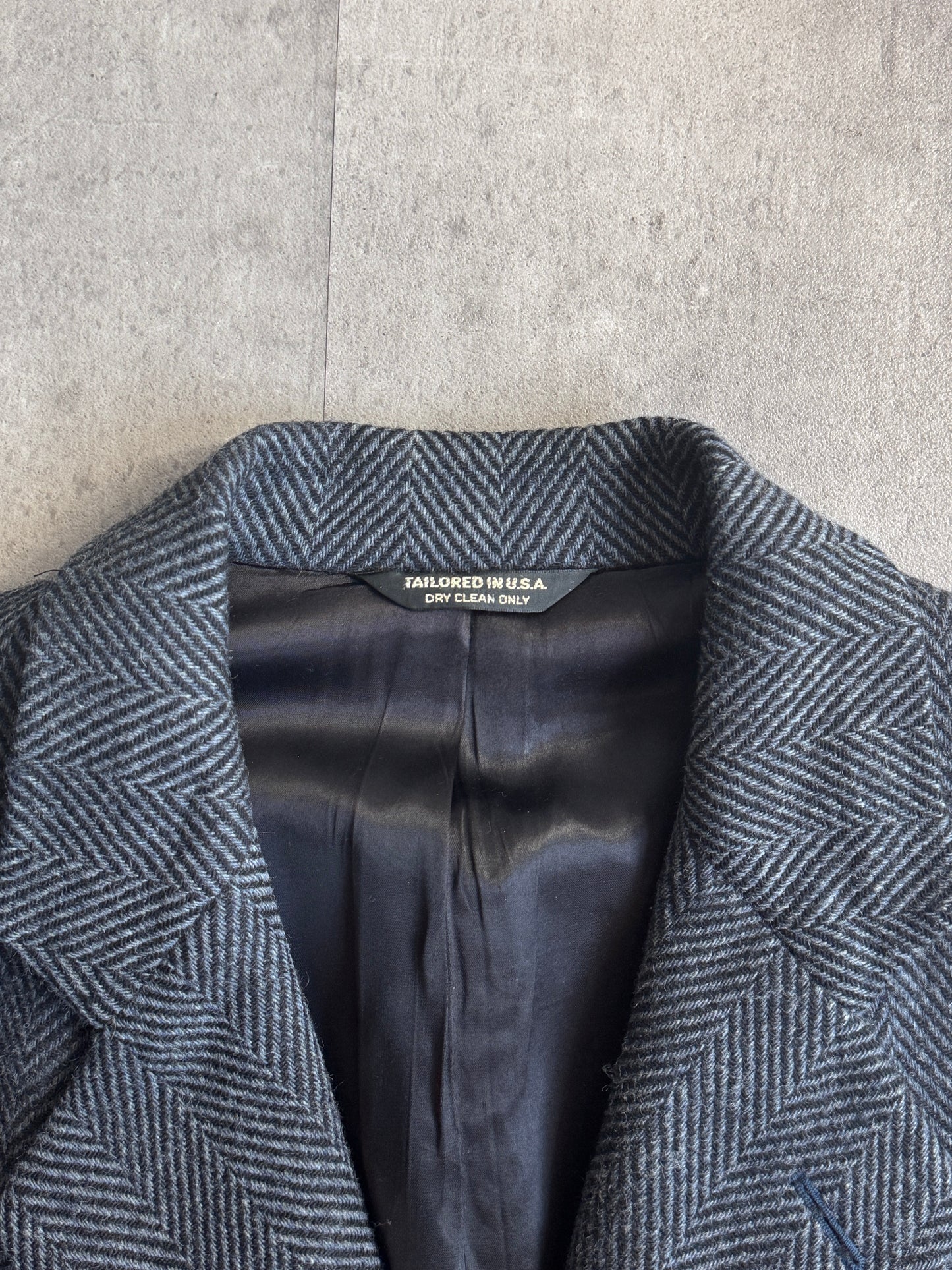 Christian Dior Monsieur Sport Pure Wool Double Breasted Grey Herringbone Tweed Coat