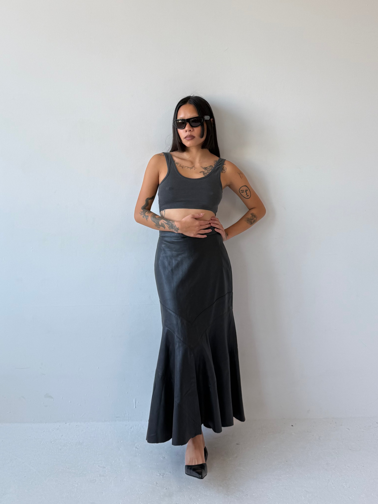 LEATHER FISHTAIL SKIRT | Default Title, Black