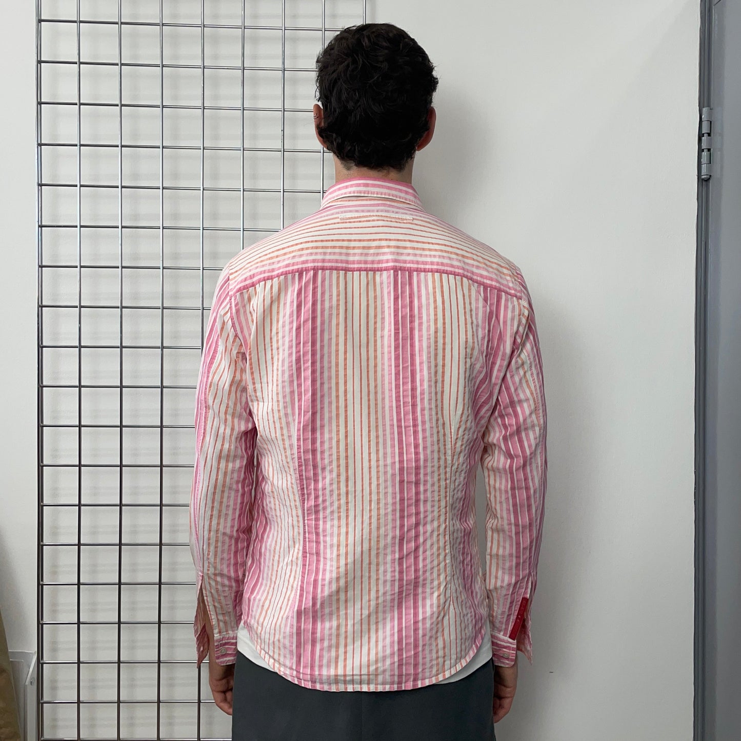 Prada Pink White & Orange 00s Striped Shirt | Large, Multicoloured